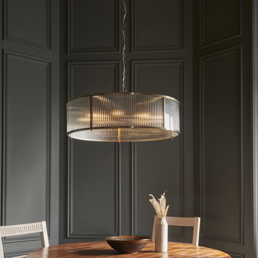 Endon 119455 - Luster na reťazi RIDGETON 8xE14/7W/230V mosadz
