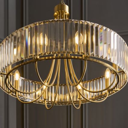 Endon 119611 - Luster na reťazi VISCONTI 8xE14/6W/230V mosadz