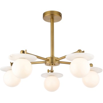 Endon 120037 - Luster na tyči CERCHIO 5xG9/5W/230V mosadz