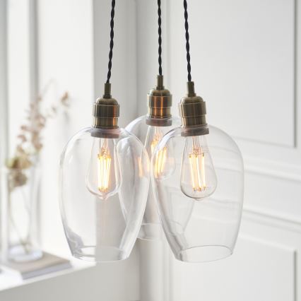 Endon 120648 - Závesný luster na lanku 3xE27/10W/230V mosadz