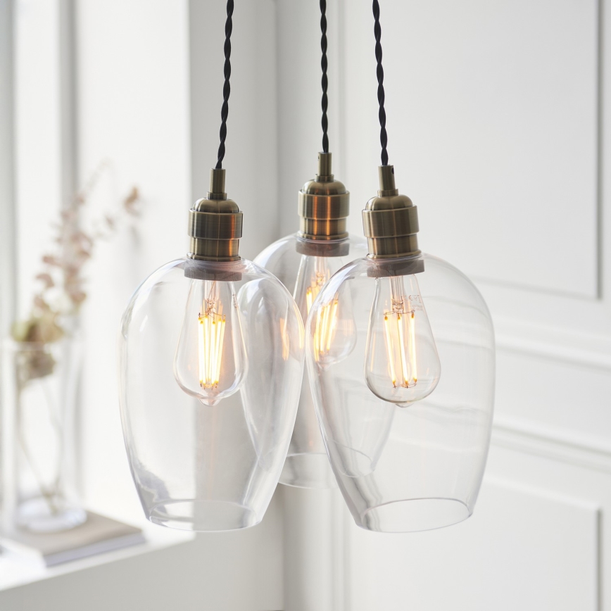 Endon 120648 - Závesný luster na lanku 3xE27/10W/230V mosadz