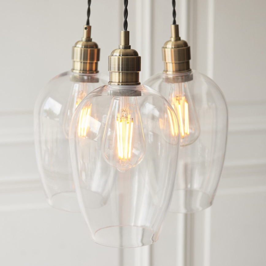 Endon 120648 - Závesný luster na lanku 3xE27/10W/230V mosadz