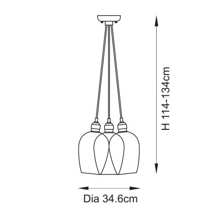 Endon 120648 - Závesný luster na lanku 3xE27/10W/230V mosadz