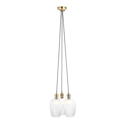 Endon 120656 - Závesný luster na lanku 3xE27/10W/230V mosadz
