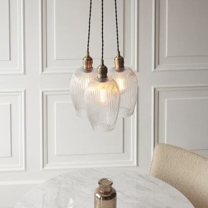 Endon 120656 - Závesný luster na lanku 3xE27/10W/230V mosadz