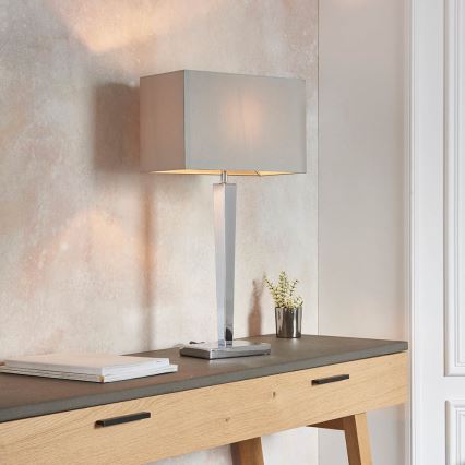 Endon 56707 - Stolná lampa MORETO 1xE27/60W/230V lesklý chróm/šedá