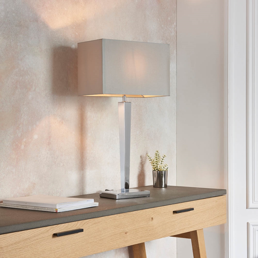 Endon 56707 - Stolná lampa MORETO 1xE27/60W/230V lesklý chróm/šedá