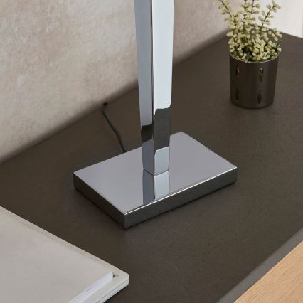 Endon 56707 - Stolná lampa MORETO 1xE27/60W/230V lesklý chróm/šedá
