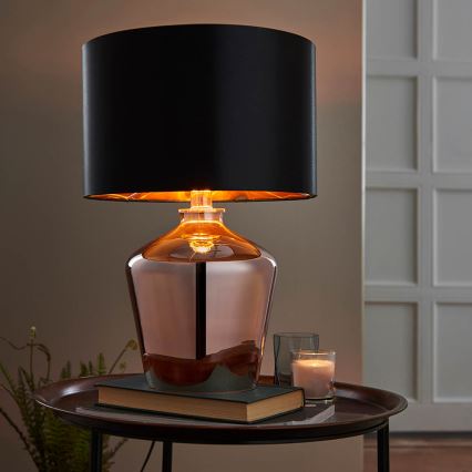 Endon 61149 - Stolná lampa WALDORF 1xE27/10W/230V medená/čierna