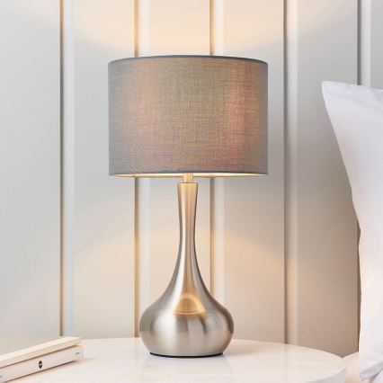 Endon 61192 - Stmievačná stolná lampa PICCADILLY 1xE14/40W/230V matný chróm/sivá