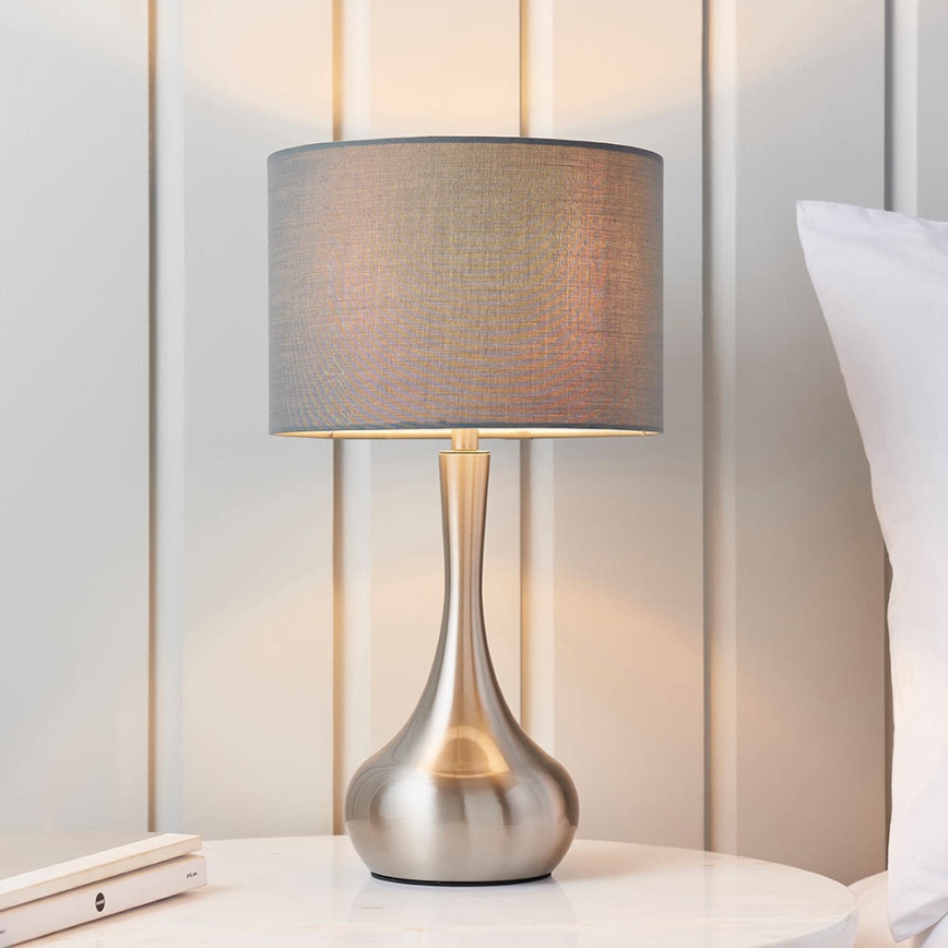 Endon 61192 - Stmievačná stolná lampa PICCADILLY 1xE14/40W/230V matný chróm/sivá