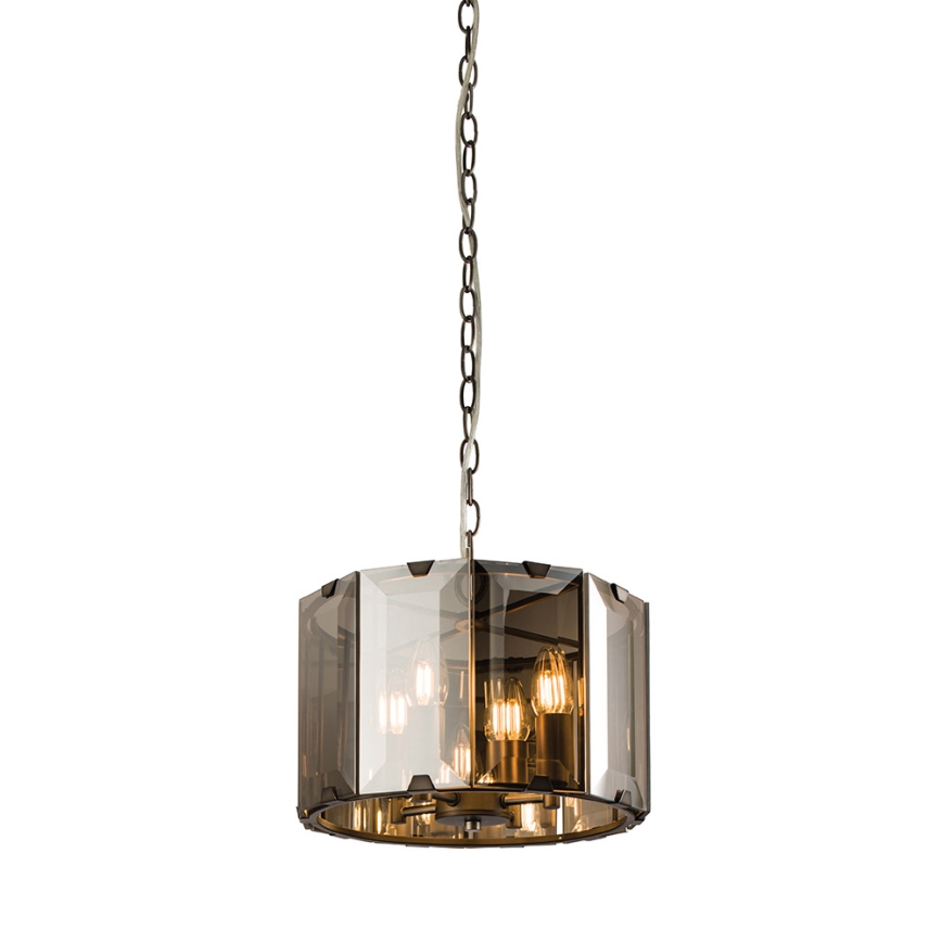 Endon 61281 - Luster na reťazi CLOONEY 4xE14/40W/230V čierna/dymová