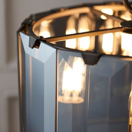 Endon 61281 - Luster na reťazi CLOONEY 4xE14/40W/230V čierna/dymová