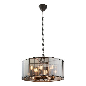 Endon 61294 - Luster na reťazi CLOONEY 8xE14/40W/230V čierna/dymová