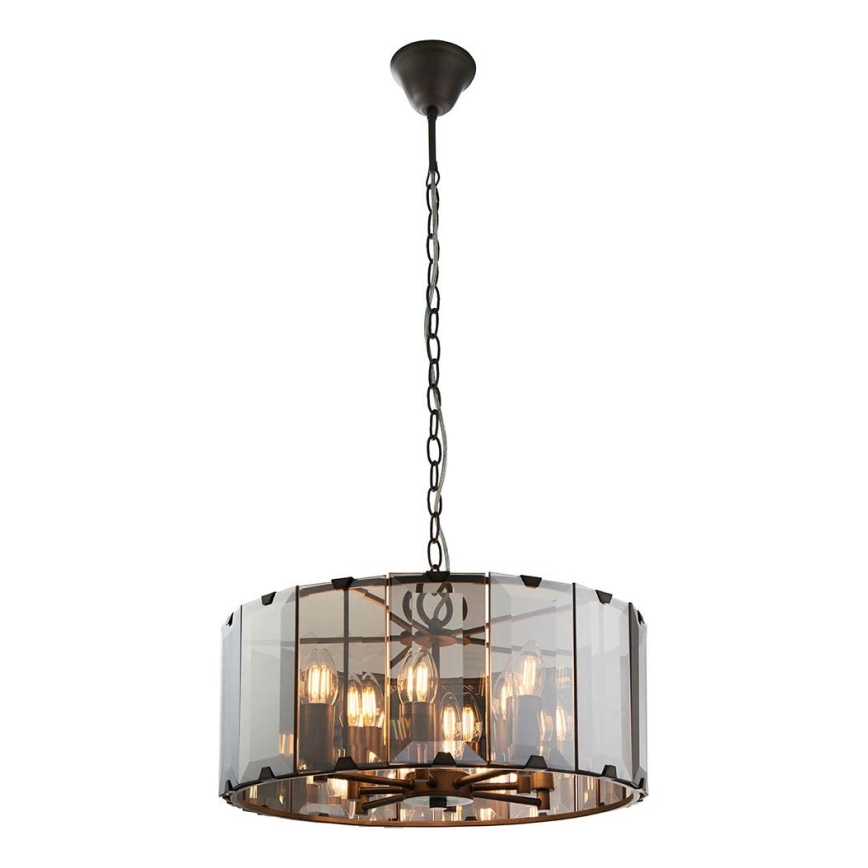 Endon 61294 - Luster na reťazi CLOONEY 8xE14/40W/230V čierna/dymová