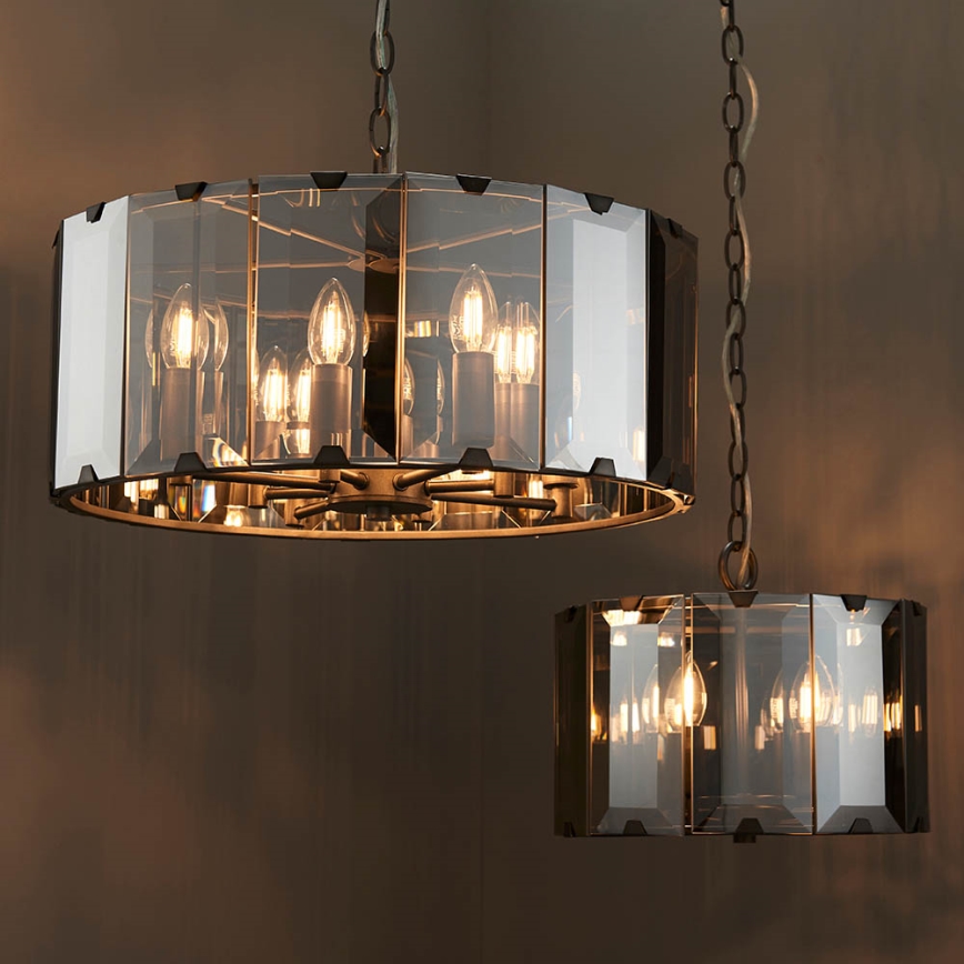 Endon 61294 - Luster na reťazi CLOONEY 8xE14/40W/230V čierna/dymová
