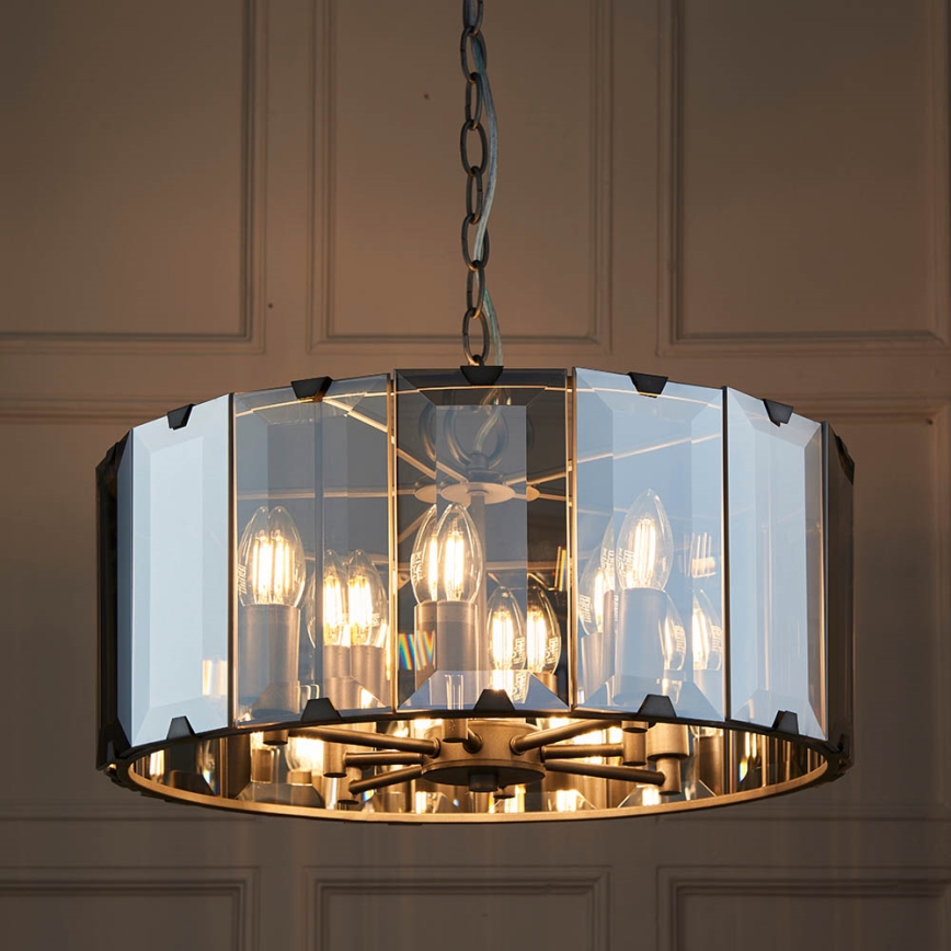 Endon 61294 - Luster na reťazi CLOONEY 8xE14/40W/230V čierna/dymová