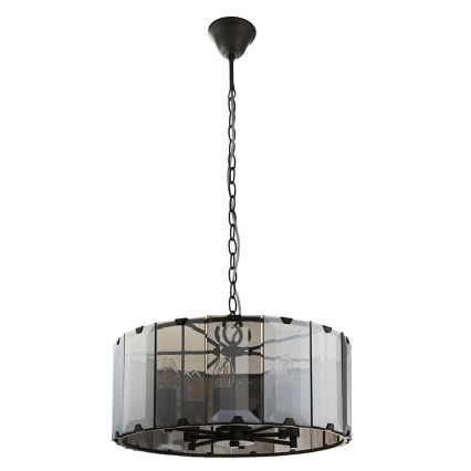 Endon 61294 - Luster na reťazi CLOONEY 8xE14/40W/230V čierna/dymová