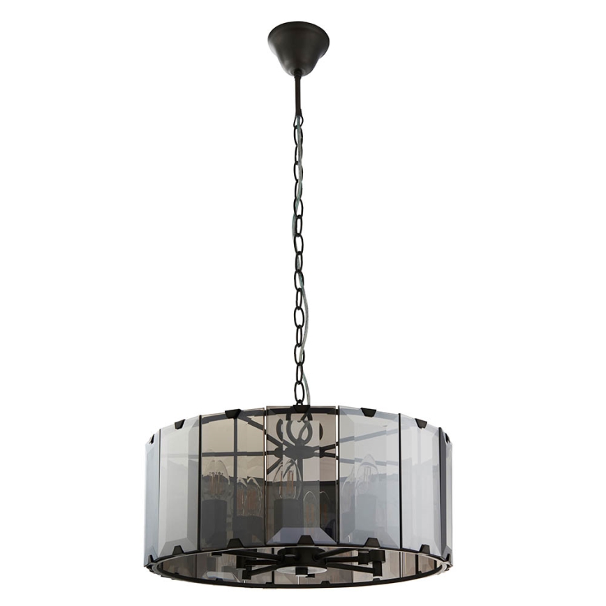 Endon 61294 - Luster na reťazi CLOONEY 8xE14/40W/230V čierna/dymová