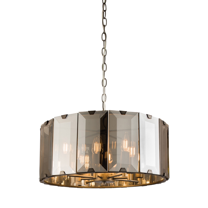 Endon 61294 - Luster na reťazi CLOONEY 8xE14/40W/230V čierna/dymová