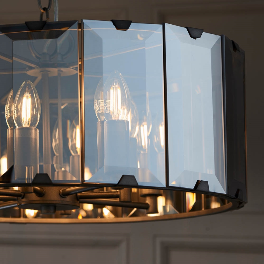 Endon 61294 - Luster na reťazi CLOONEY 8xE14/40W/230V čierna/dymová
