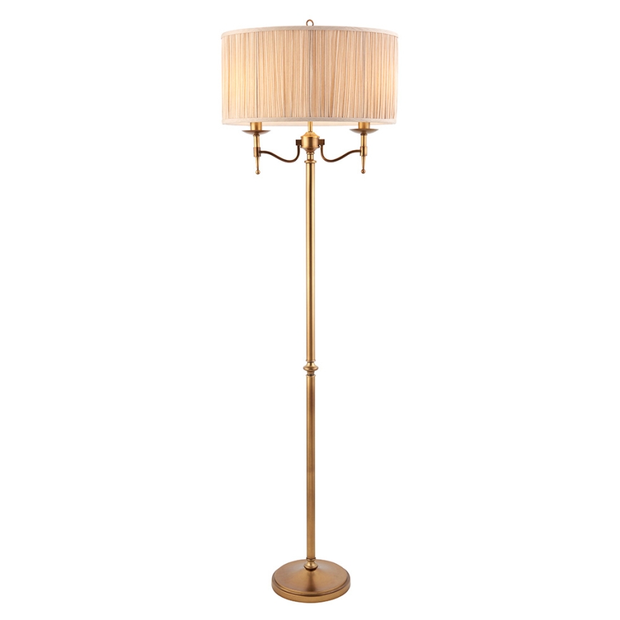 Endon 63620 - Stojacia lampa STANFORD 2xE14/40W/230V mosadz/béžová