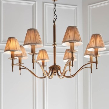 Endon 63629 - Luster na reťazi STANFORD 8xE14/40W/230V mosadz/béžová