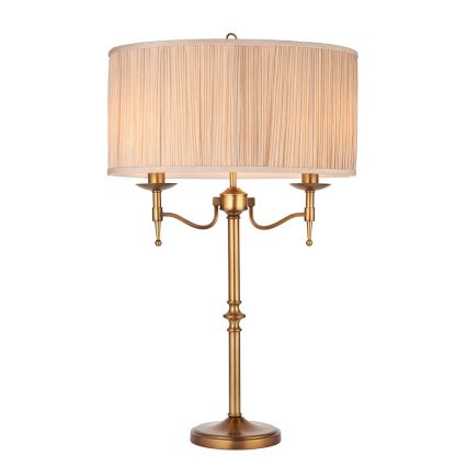 Endon 63648 - Stolná lampa STANFORD 2xE14/40W/230V mosadz/béžová