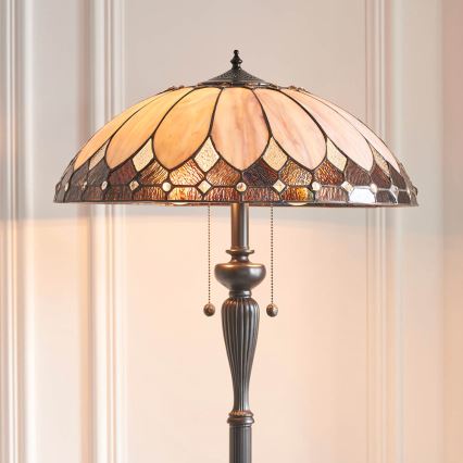 Endon 63972 - Stojacia lampa Tiffany BROOKLYN 2xE27/60W/230V priemer 50 cm