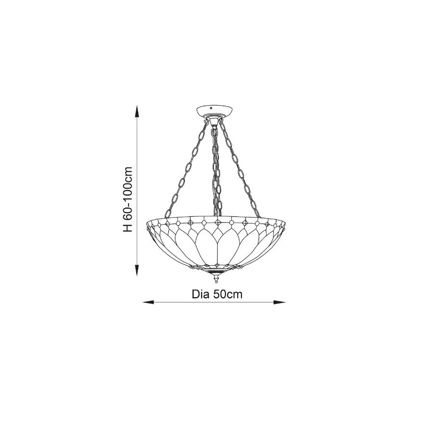 Endon 63976 - Závesný luster na reťazi BROOKLYN 3xE27/60W/230V pr. 50 cm