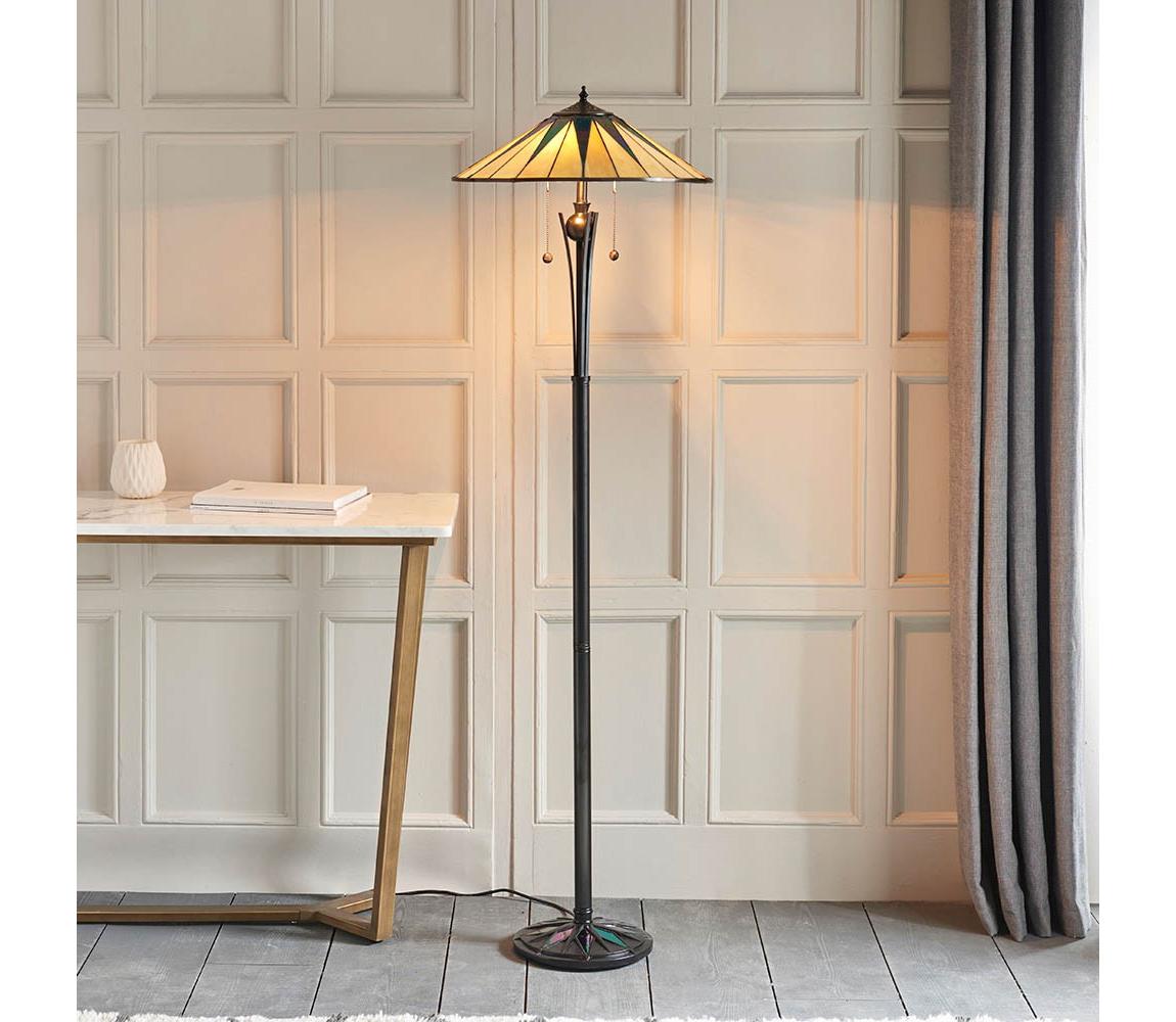 Endon 64041 - Stojacia lampa Tiffany DARK STAR 2xE27/60W/230V priemer 49 cm 64041