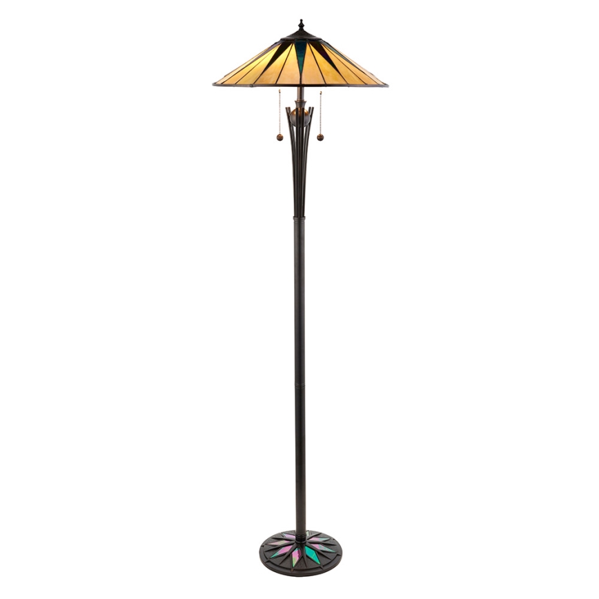 Endon 64041 - Stojacia lampa Tiffany DARK STAR 2xE27/60W/230V priemer 49 cm