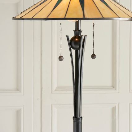Endon 64041 - Stojacia lampa Tiffany DARK STAR 2xE27/60W/230V priemer 49 cm