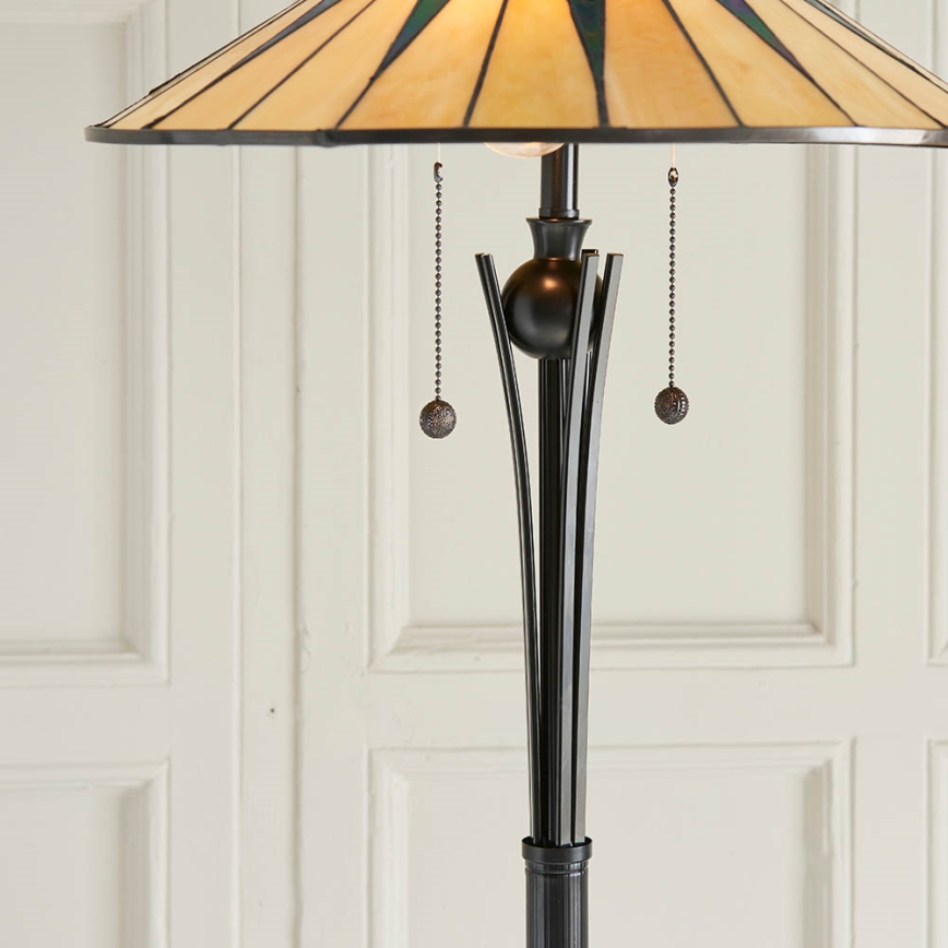 Endon 64041 - Stojacia lampa Tiffany DARK STAR 2xE27/60W/230V priemer 49 cm