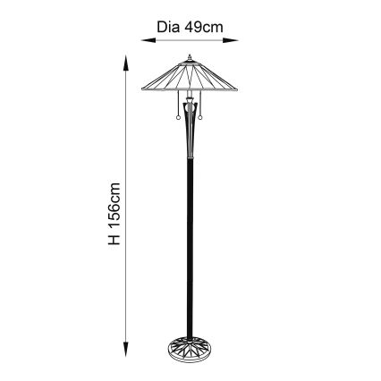 Endon 64041 - Stojacia lampa Tiffany DARK STAR 2xE27/60W/230V priemer 49 cm