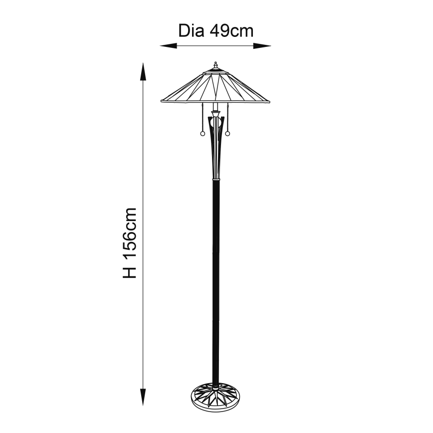 Endon 64041 - Stojacia lampa Tiffany DARK STAR 2xE27/60W/230V priemer 49 cm