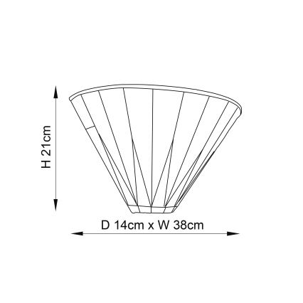 Kužeľovitý predmet s rebrovaným povrchom, zobrazený v čelnom pohľade. Rozmery: výška 21 cm, priemer 14 cm, šírka 38 cm.