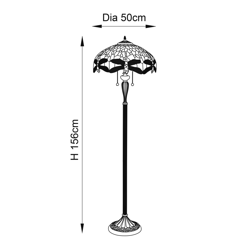 Endon 64069 - Stojacia lampa DRAGONFLY 2xE27/60W/230V pr. 50 cm