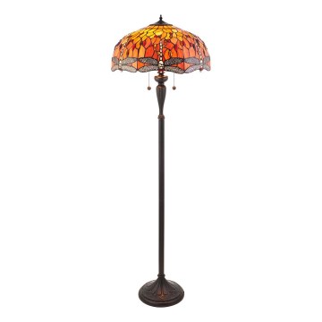 Endon 64070 - Stojacia lampa Tiffany DRAGONFLY 2xE27/60W/230V priemer 50 cm