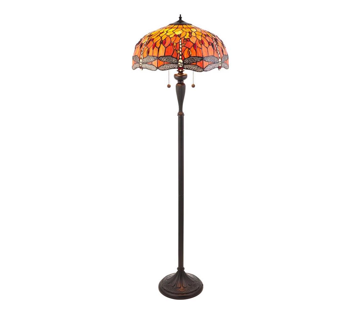 Endon 64070 - Stojacia lampa Tiffany DRAGONFLY 2xE27/60W/230V priemer 50 cm 64070