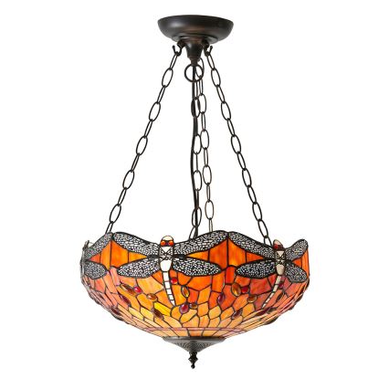 Endon 64076 - Luster na reťazi Tiffany DRAGONFLY 3xE27/60W/230V priemer 41 cm