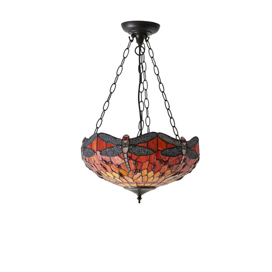Endon 64076 - Luster na reťazi Tiffany DRAGONFLY 3xE27/60W/230V priemer 41 cm