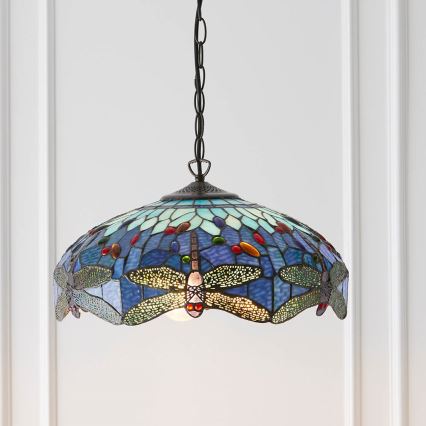 Endon 64080 - Luster na reťazi Tiffany DRAGONFLY 3xE27/60W/230V priemer 41 cm