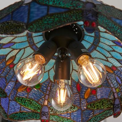 Endon 64080 - Luster na reťazi Tiffany DRAGONFLY 3xE27/60W/230V priemer 41 cm