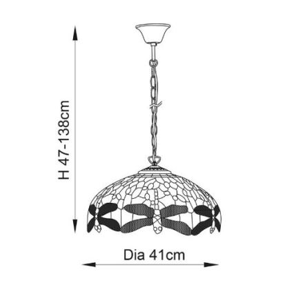 Endon 64080 - Závesný luster na reťazi DRAGONFLY 3xE27/60W/230V pr. 41 cm
