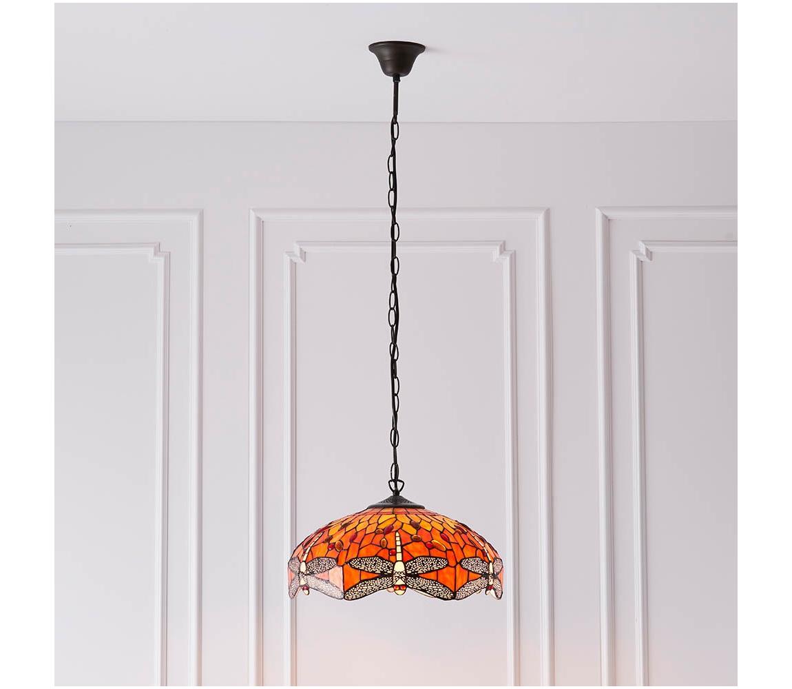 Endon 64081 - Luster na reťazi Tiffany DRAGONFLY 3xE27/60W/230V pr. 41 cm 64081