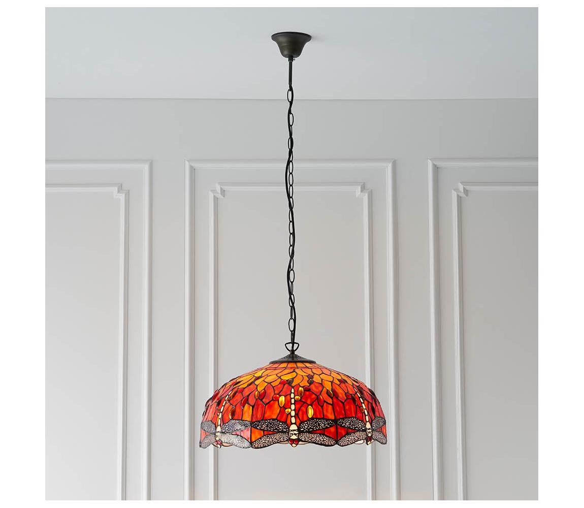 Endon 64082 - Luster na reťazi Tiffany DRAGONFLY 3xE27/60W/230V priemer 50 cm 64082