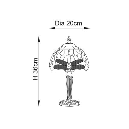 Endon 64088 - Stolná lampa Tiffany DRAGONFLY 1xE14/40W/230V priemer 20 cm