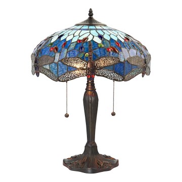Endon 64089 - Stolná lampa Tiffany DRAGONFLY 2xE27/60W/230V priemer 41 cm