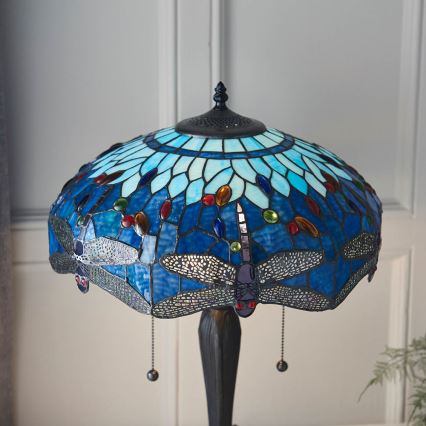 Endon 64089 - Stolná lampa Tiffany DRAGONFLY 2xE27/60W/230V priemer 41 cm
